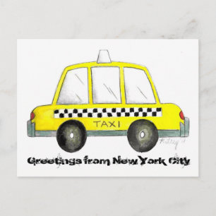 Greetings from New York City NYC Yellow Taxi Cab Postcard