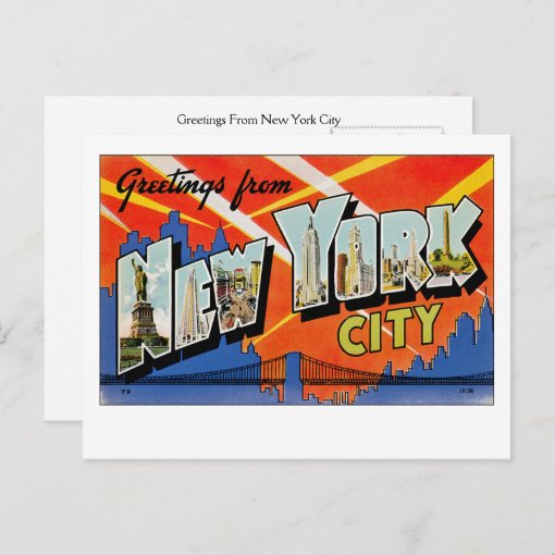 greetings from new york city postcard