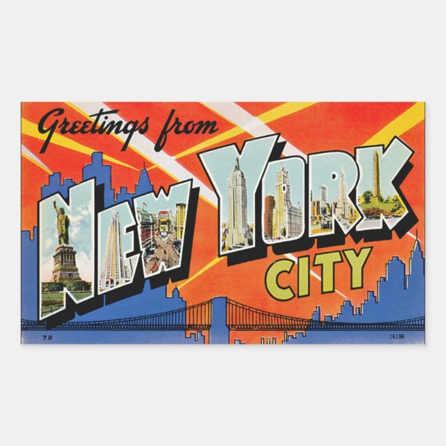 Greetings From New York City Rectangular Sticker (Front)