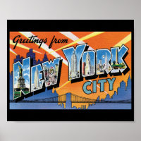 Greetings from New York CIty Retro Postcard