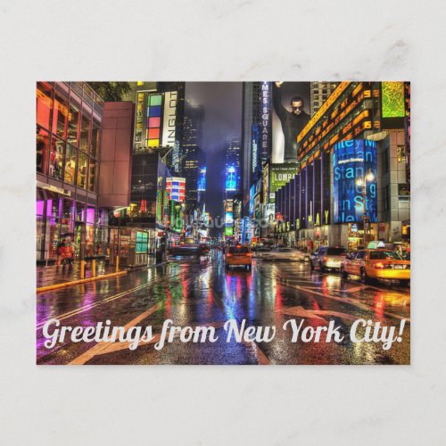 Greetings From New York City Times Square Postcard