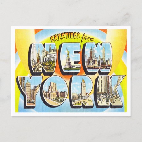 Greetings from New York City Vintage Travel Postcard