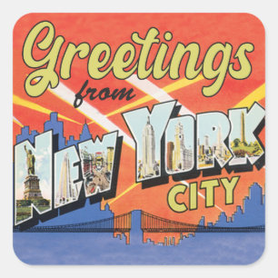 Greetings from New York City vintage travel Square Sticker