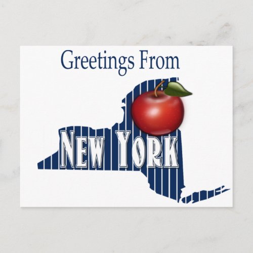 Greetings From New York Pinstripes and big Apple Invitation Postcard