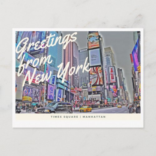 Greetings from New York Times Square postcard