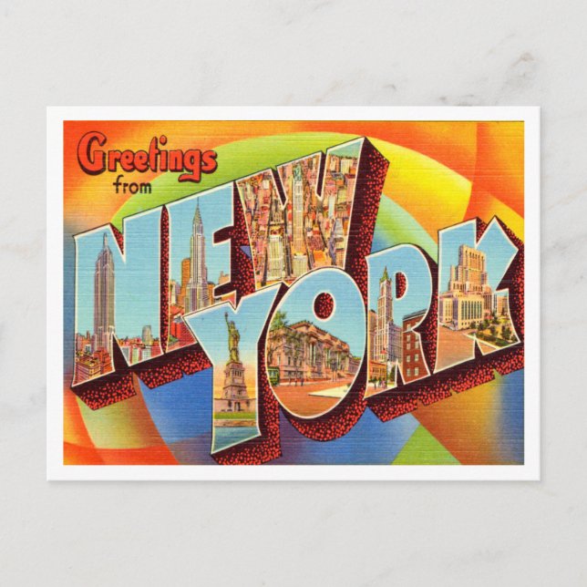 Greetings from New York Vintage Travel Postcard (Front)