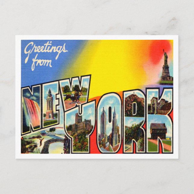 Greetings from New York Vintage Travel Postcard (Front)