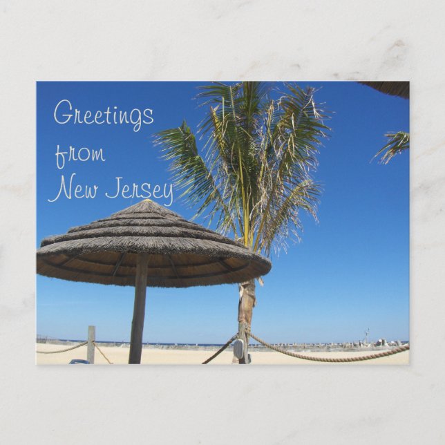 Greetings from NJ - Tiki & Palm Postcard (Front)
