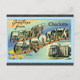 Greetings From North Carolina Charlotte, Vintage Postcard