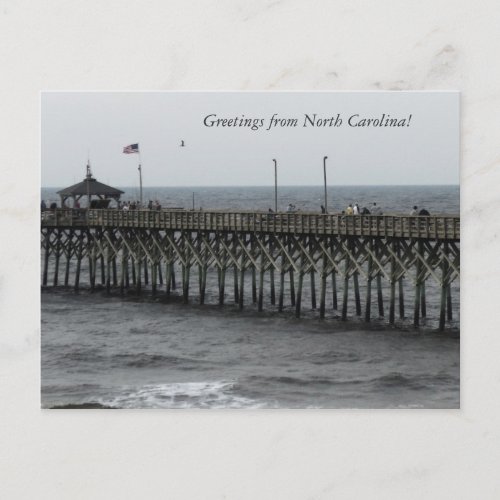 Greetings from North Carolina Pier Fishing Postcard