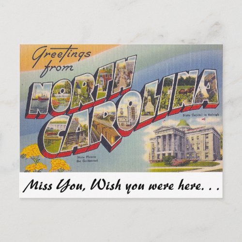 Greetings from North Carolina Postcard