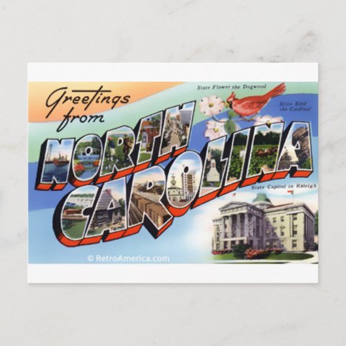 Greetings From North Carolina Postcard