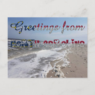 Greetings from North Carolina State Flag Heart USA Postcard