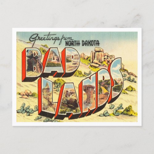 Greetings from North Dakota Badlands Travel Postcard