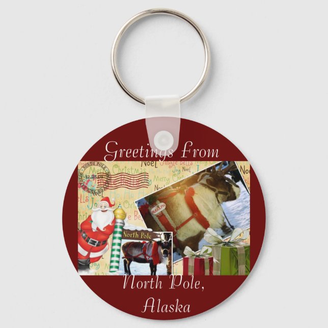 Greetings From North Pole, Alaska Keychain (Front)