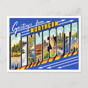 Greetings from Northern Minnesota Vintage Travel Postcard