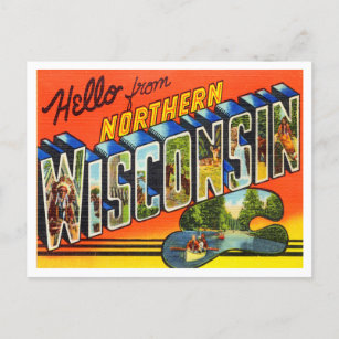 Greetings from Northern Wisconsin Vintage Travel Postcard
