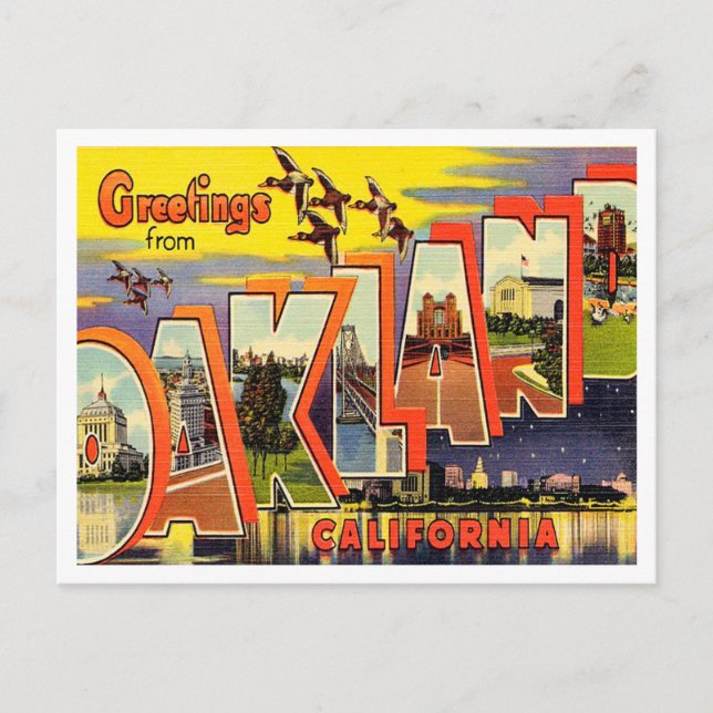 Greetings from Oakland, California Vintage Travel Postcard (Front)