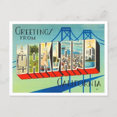 Greetings from Oakland California Vintage Travel Postcard