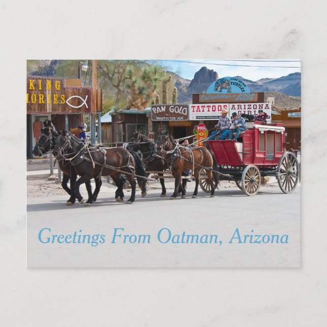 Greetings From Oatman, Arizona Postcard (Front)