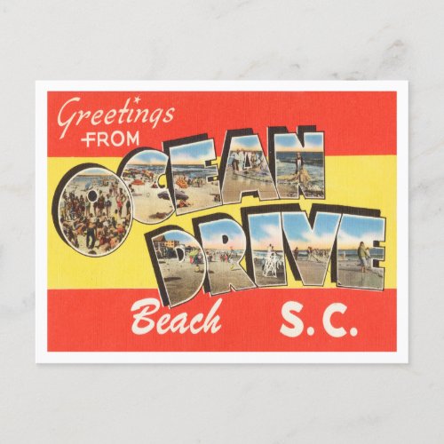 Greetings from Ocean Drive Beach South Carolina Postcard