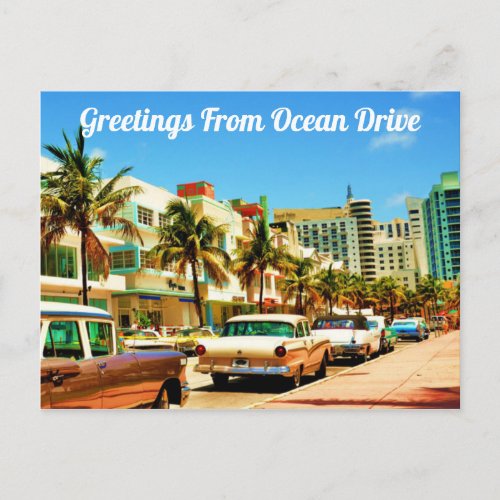 Greetings From Ocean Drive Postcard