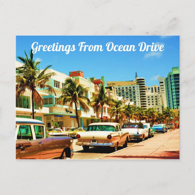 Greetings From Ocean Drive Postcard (Front)