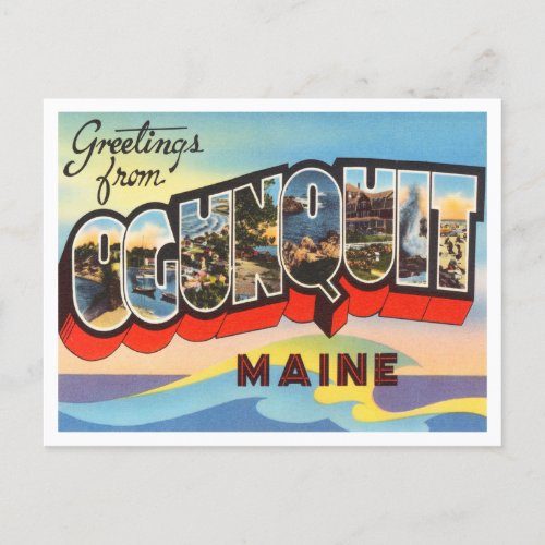 Greetings from Ogunquit Maine Vintage Travel Postcard