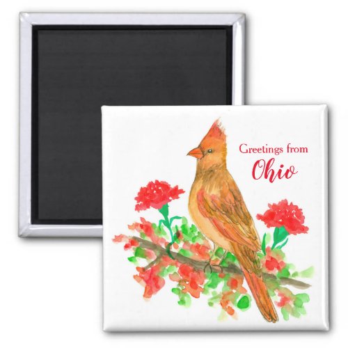 Greetings from Ohio Cardinal State Bird Magnet