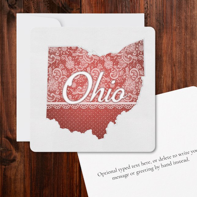 Greetings from Ohio Stitched Look Christmas  Holiday Card (Ohio greeting card with a homemade, stitched look shares local wishes for Christmas or any season.)