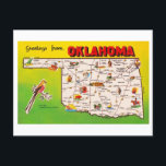 Greetings from Oklahoma Vintage Map Postcard<br><div class="desc">This postcard is a reproduction of a vintage postcard showing a map of Oklahoma.</div>