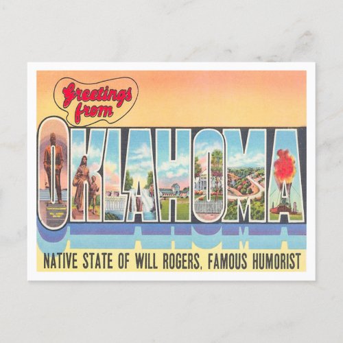 Greetings from Oklahoma Vintage Travel Postcard