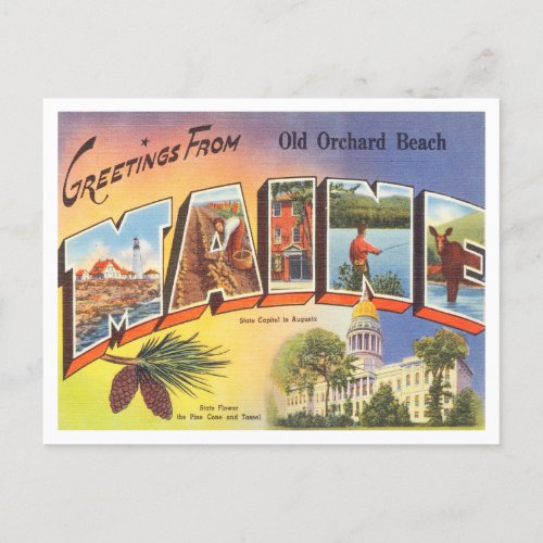 Greetings from Old Orchard Beach Maine Travel Postcard