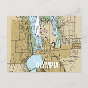 Greetings From Olympia WA Chart Postcard