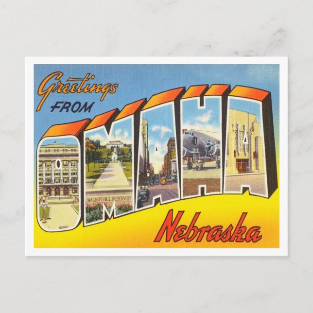 Greetings from Omaha, Nebraska Vintage Travel Postcard (Front)