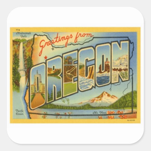 Greetings From Oregon OR Square Sticker