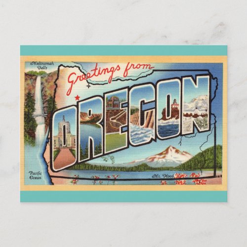 Greetings from Oregon Travel Postcard