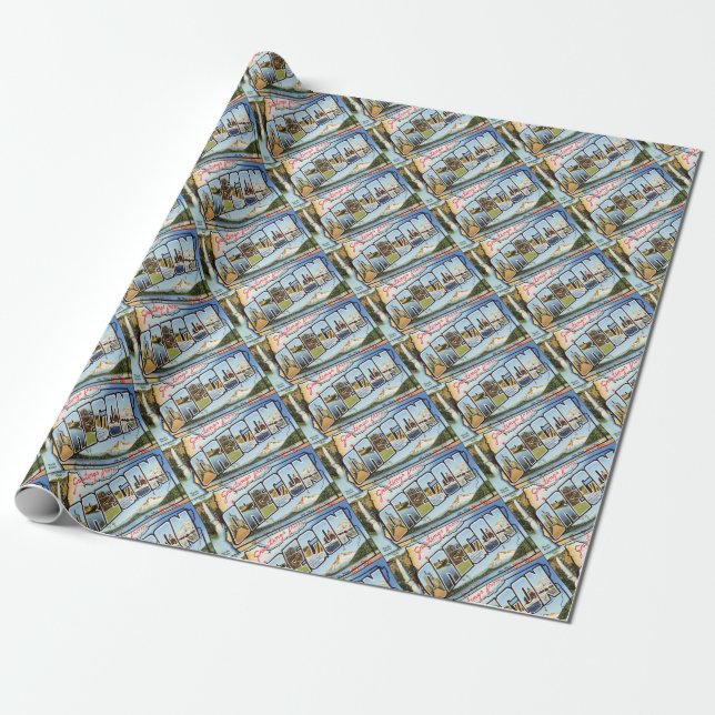 Greetings From Oregon Wrapping Paper (Unrolled)