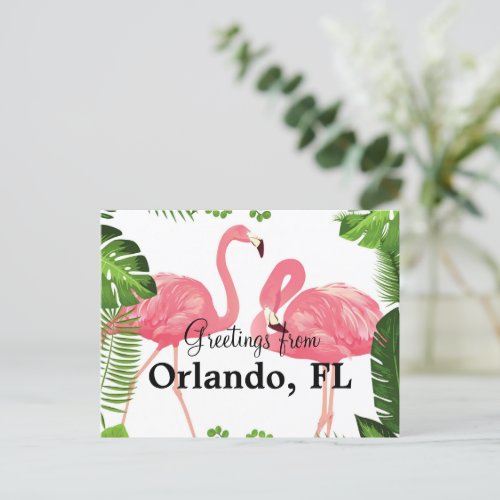 Greetings from Orlando FL__pink flamingos Postcard