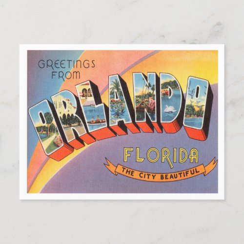 Greetings from Orlando Florida Vintage Travel Postcard