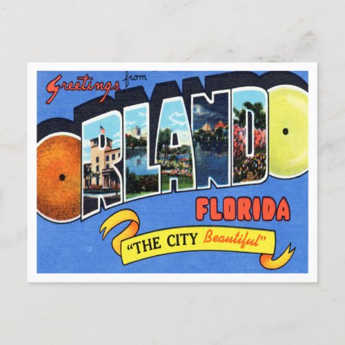 Greetings from Orlando Florida Vintage Travel Postcard