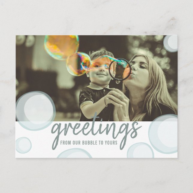 Greetings From Our Bubble Social Distancing Photo Postcard (Front)