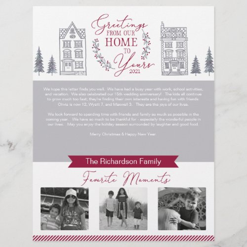 Greetings From Our Home to Years Family Christmas  Letterhead