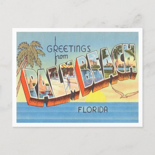 Greetings from Palm Beach Florida Vintage Travel Postcard