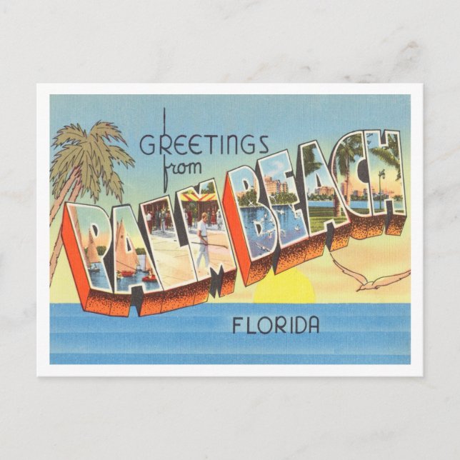 Greetings from Palm Beach, Florida Vintage Travel Postcard (Front)