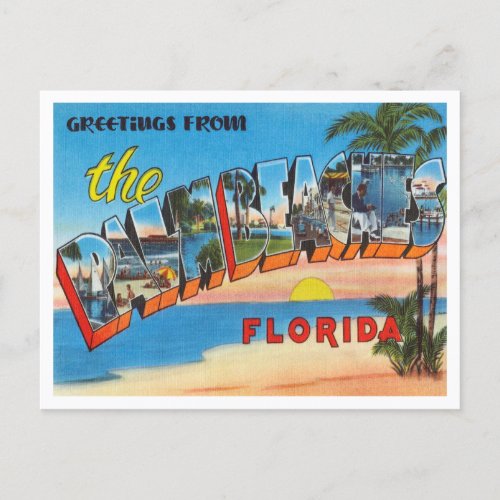 Greetings from Palm Beaches Florida Travel Postcard