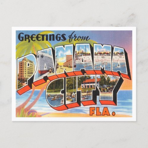 Greetings from Panama City Florida Vintage Travel Postcard