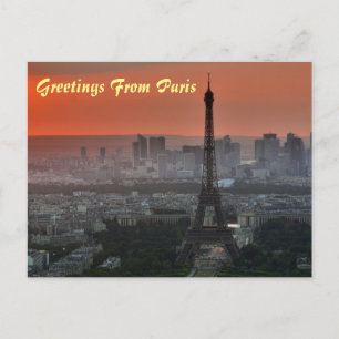 Greetings From Paris Eiffel Tower European Art Postcard