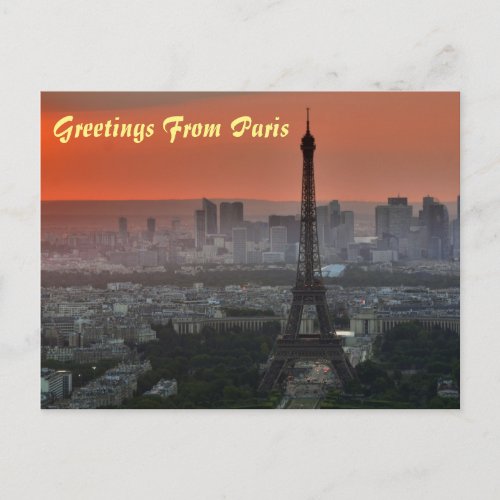 Greetings From Paris Eiffel Tower European Art Postcard