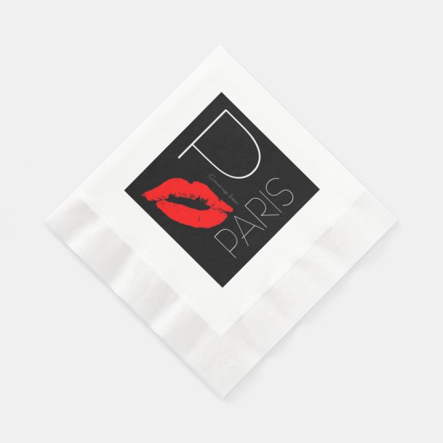Greetings from Paris France Red Lipstick Kiss Paper Napkins (Corner)